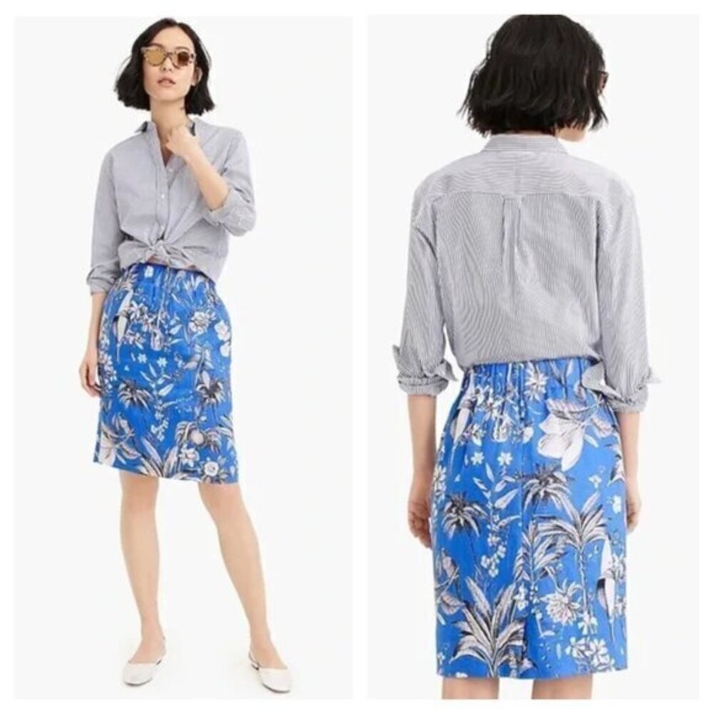 J. Crew Blue Floral Mini Skirt